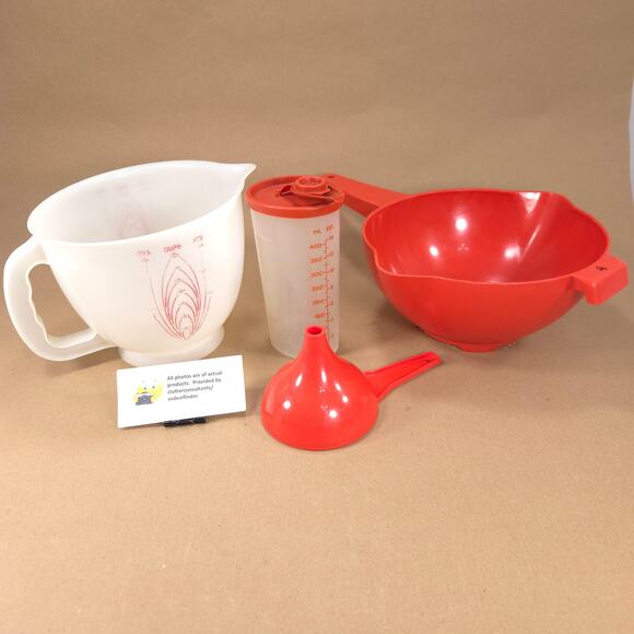 Tupperware Bundle #523 Colander #500 Mix N Store #640 Dispenser #1227 Funnel - Picture 1 of 7